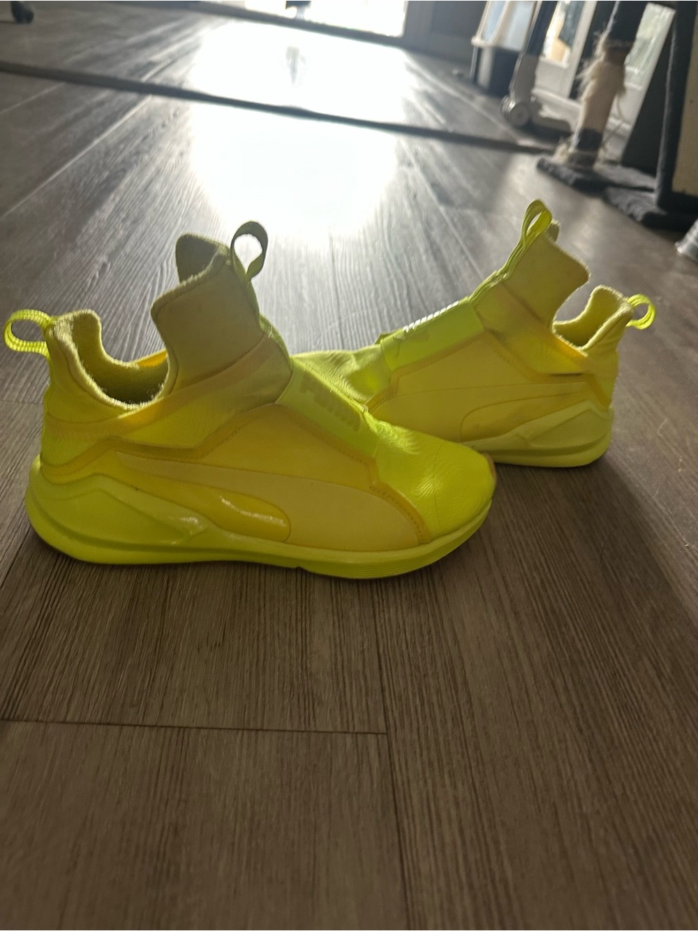 Puma Neon Yellow Slip-On Athletic Sneakers